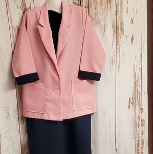 Lane Bryant 2-pc. Dress Jacket pink navy 14/16 EUC